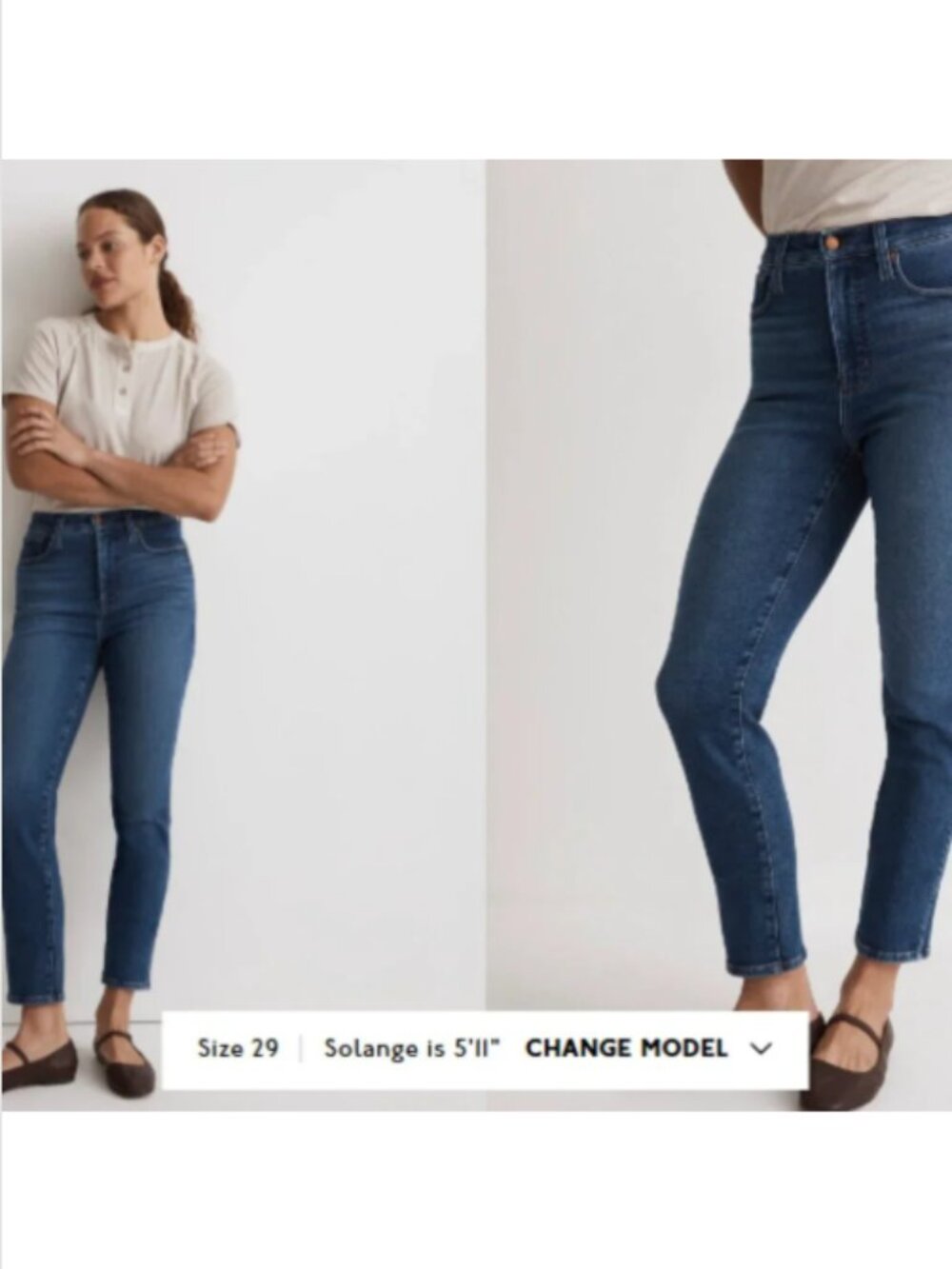 Madewell Curvy Stovepipe Jeans Blue High Rise Stretch Size 29T Tall Casual Denim